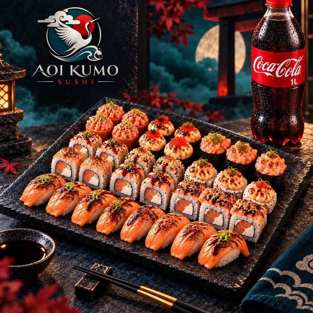 Combinado Torii Azul — 44 Peças + Coca-Cola 1L